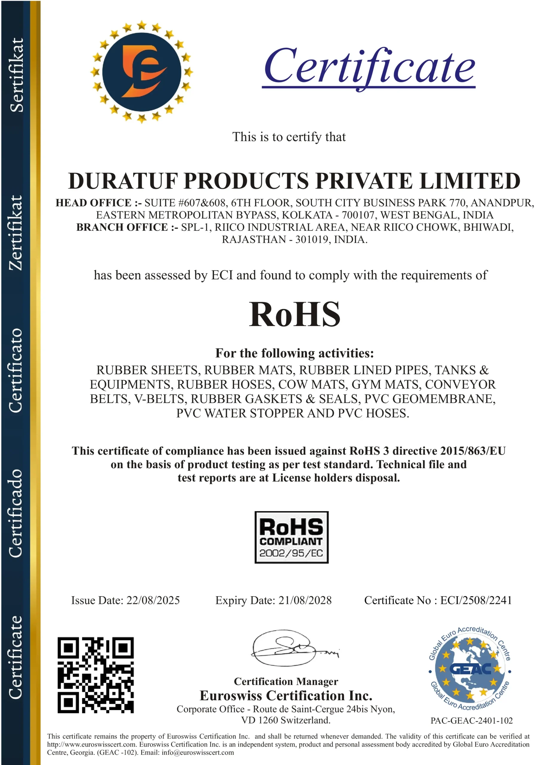RoHS Certificate